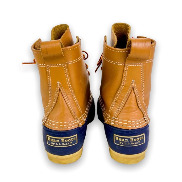 L.L. Bean Classic Tan & Navy Unlined 8" Duck Boots - Picture 5 of 6